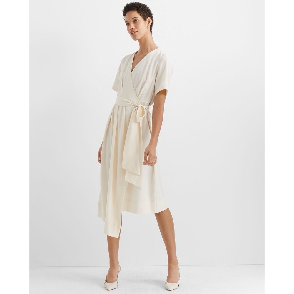Club Monaco Cream Asymmetrical Wrap Dress